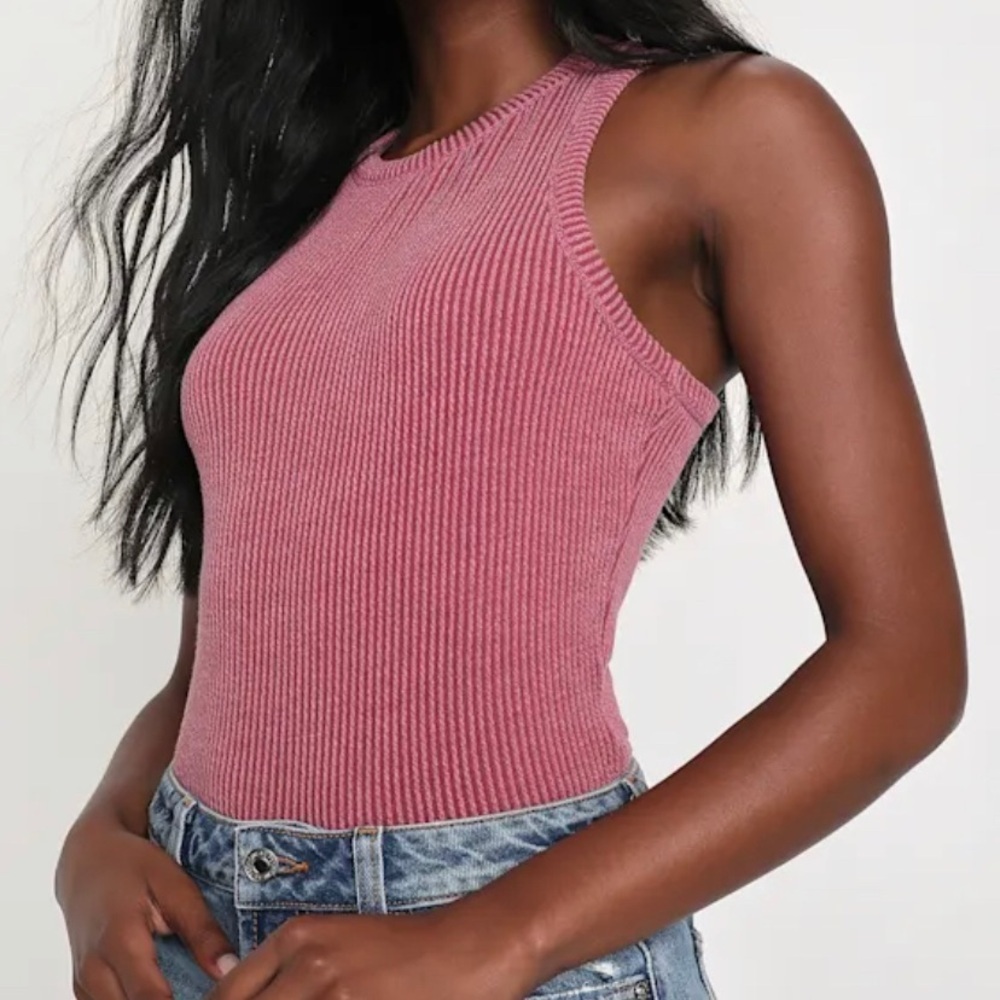 Lulu's Mauve Ribbed Tank Top